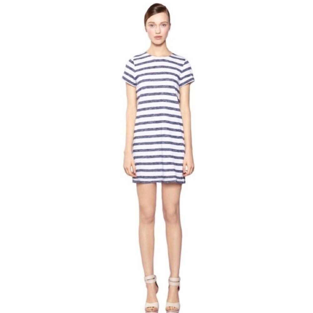 Alice + Olivia Stefan Rolled Sleeve Striped Mini Dress